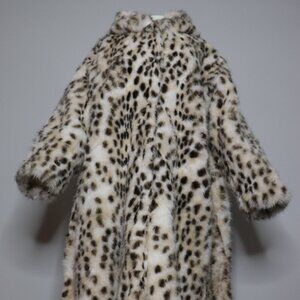 Leopard Print Faux Fur Hooded Midi Coat - XL